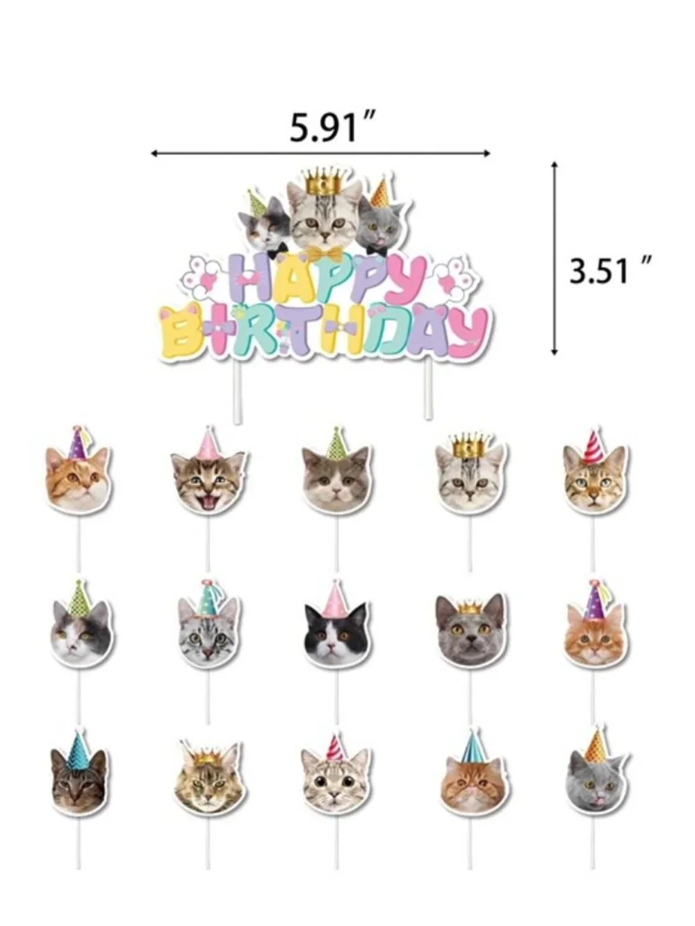 Cat Birthday Banner & Garland Set – Pet Party Decorations